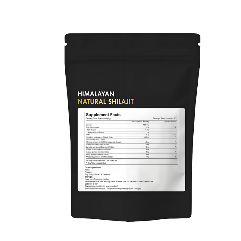 Himalayan Natural Shilajit Gummies with Gokshrua, Black Muesli, and Ashwagandha (3000mg shilajit) | Dietary Supplement for Energy, Stamina, Endurance, Cognitive Function, Skin, and Bone Health