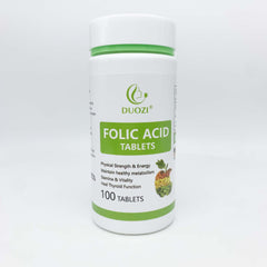 Folic Acid Tablet (100 tablets, 1200mg) | Dietary Supplement for Prenatal, Thyroid Function, Fertility, Energy, and Cell Growth