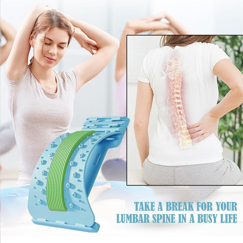 Adjustable Lumbar Stretcher for Back Pain Relief | 3-Level Back Stretcher, Lumbar Traction, and Lower Back Massage Board