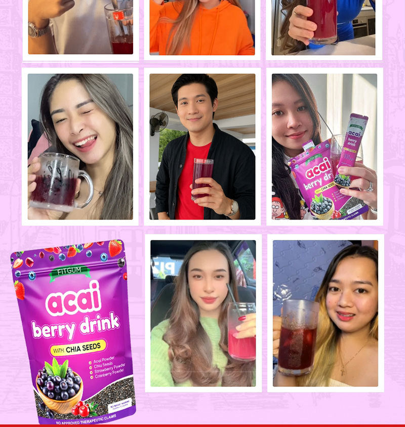 Acai Berry Drink with Chia Seeds | Herbal Tea for Skin Brightening, Digestion, and Anti-aging