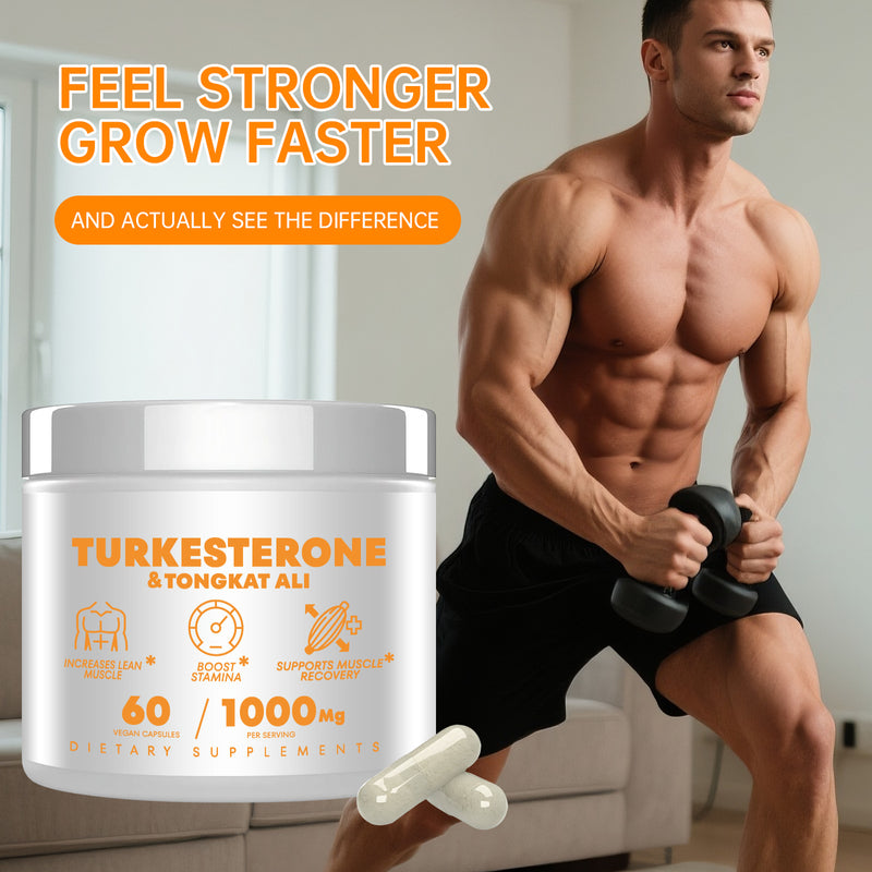 Turkesterone and Tongkat Ali Capsules with Colostrum (500mg Turkesterone, 250mg Tongkat Ali, 250mg Colostrum)