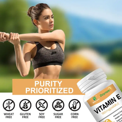 Vitamin E Capsule (100 softgels, 180mg) | Dietary Supplement for Skin, Immunity, Eye, Heart, and Antioxidant Protection