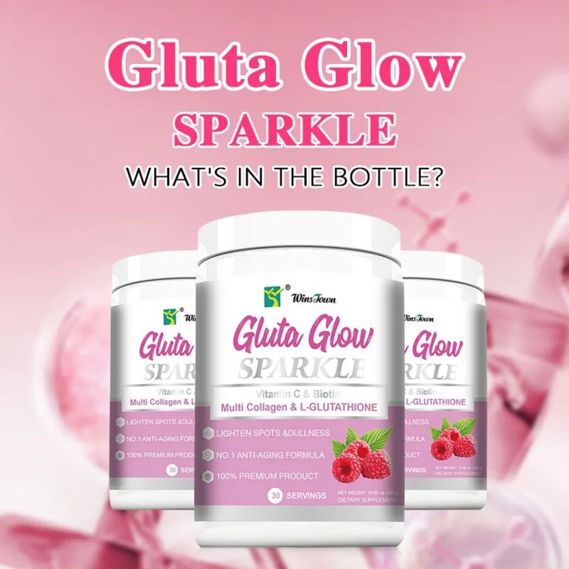 Gluta Glow Sparkle Powder with Multi-Collagen, L-Glutathione, and Vitamin C (300 grams, 30 servings)