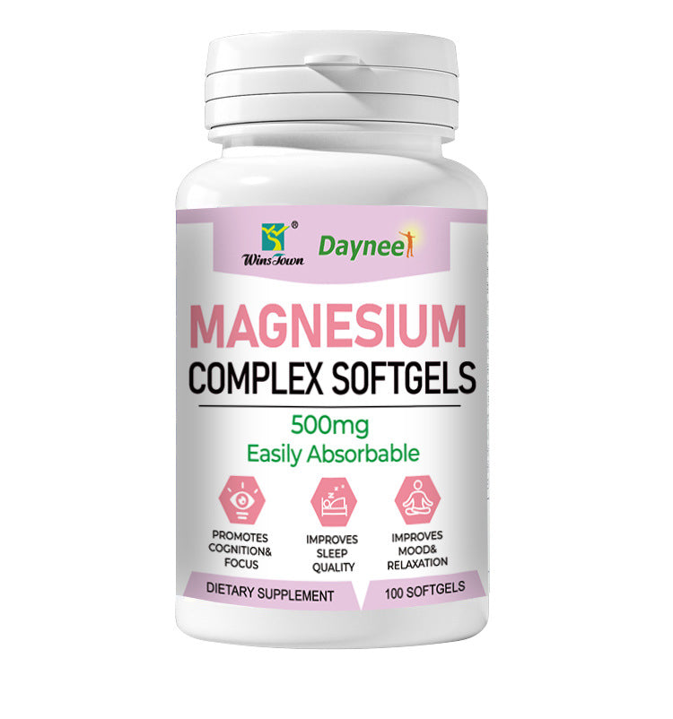 Magnesium Complex Softgels (100 softgels, 500mg) | Dietary Supplement for Calm, Relaxation, Nerve, Cognition, Sleep, and Menstrual Cramps