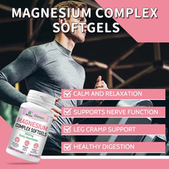 Magnesium Complex Softgels (100 softgels, 500mg) | Dietary Supplement for Calm, Relaxation, Nerve, Cognition, Sleep, and Menstrual Cramps