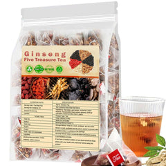 Ginseng Five Treasure Tea with Red Date, Goji Berries, Maca, Yellow Essence, and Mulberries (10g*25 teabags)