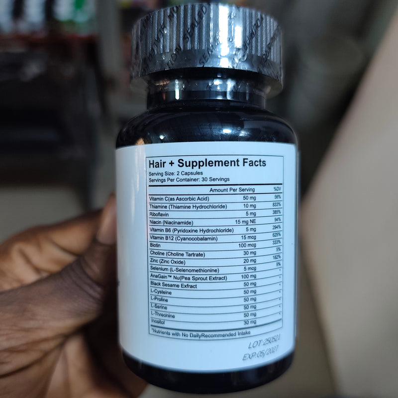 Hair+ Growth Capsule | Dietary Supplement for Hair Loss Problems, New Hair Growth, Scalp Care, and Shiny Hair