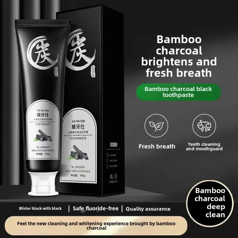 YAYASHI Bamboo Charcoal Whitening Toothpaste (100grams) | Herbal Toothpaste for Stubborn Stains, Fresh Breath, Plaque, Healthy Gums, and Teeth Whitening