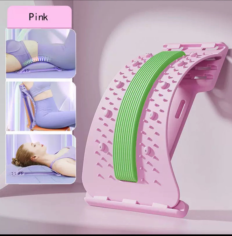 Adjustable Lumbar Stretcher for Back Pain Relief | 3-Level Back Stretcher, Lumbar Traction, and Lower Back Massage Board