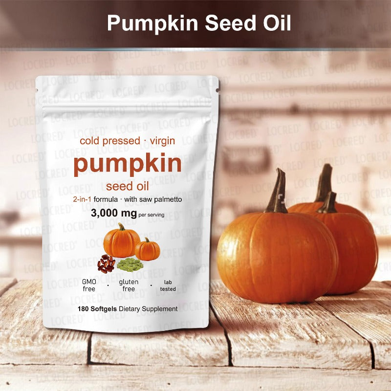 Pumpkin Seed Oil Capsule with Saw Palmetto (180 softgels, 3000mg Pumpkin Seed Oil, 300mg Saw Palmetto)