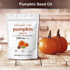 Pumpkin Seed Oil Capsule with Saw Palmetto (180 softgels, 3000mg Pumpkin Seed Oil, 300mg Saw Palmetto)