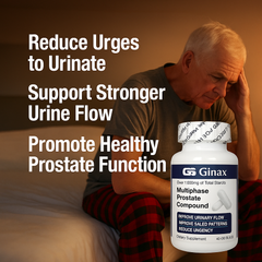 GINAX Multiphase Prostate Support Capsules (90 capsules, 1050mg sterol blend) | Dietary Supplement for BPH, Frequent Urination, and Painful Urination