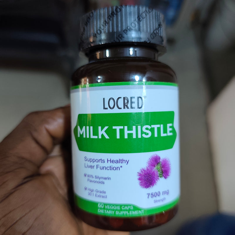 Milk Thistle Capsules (7500mg, 80% Silymarin Flavonoids) | Dietary Supplement for Liver Function, Cholesterol, Blood Sugar, and Chronic Hepatitis