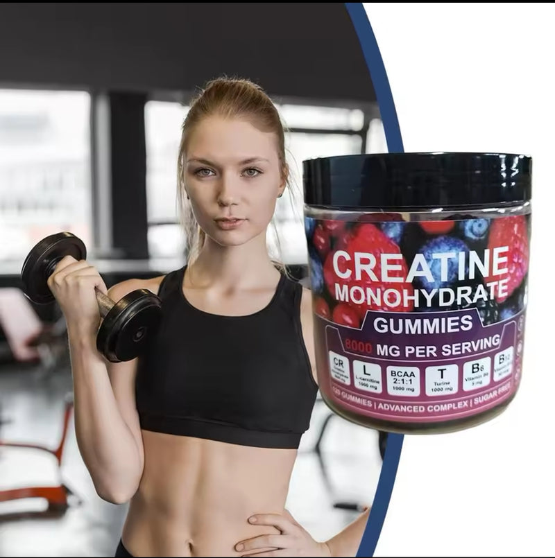 Creatine Monohydrate Gummies with L-Carnitine, BCAA, and Taurine (120 gummies, 8000mg)