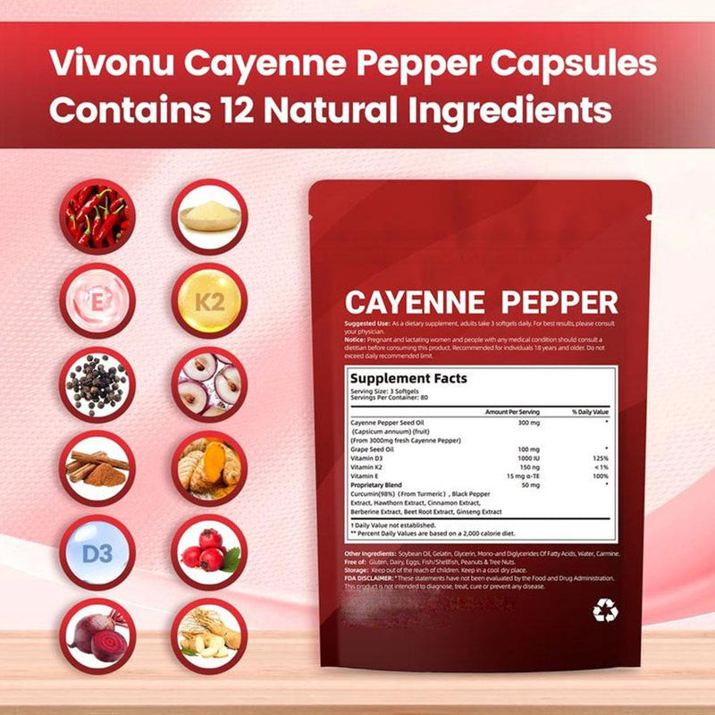 Cayenne Pepper Softgels (240 softgels, 3000mg cayenne pepper)