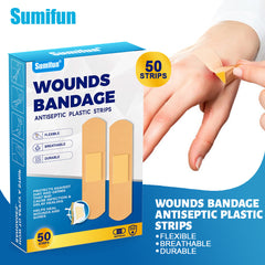 Wounds Bandage (50 strips) | Flexible, Breathable and Durable Antiseptic Plastic Strips