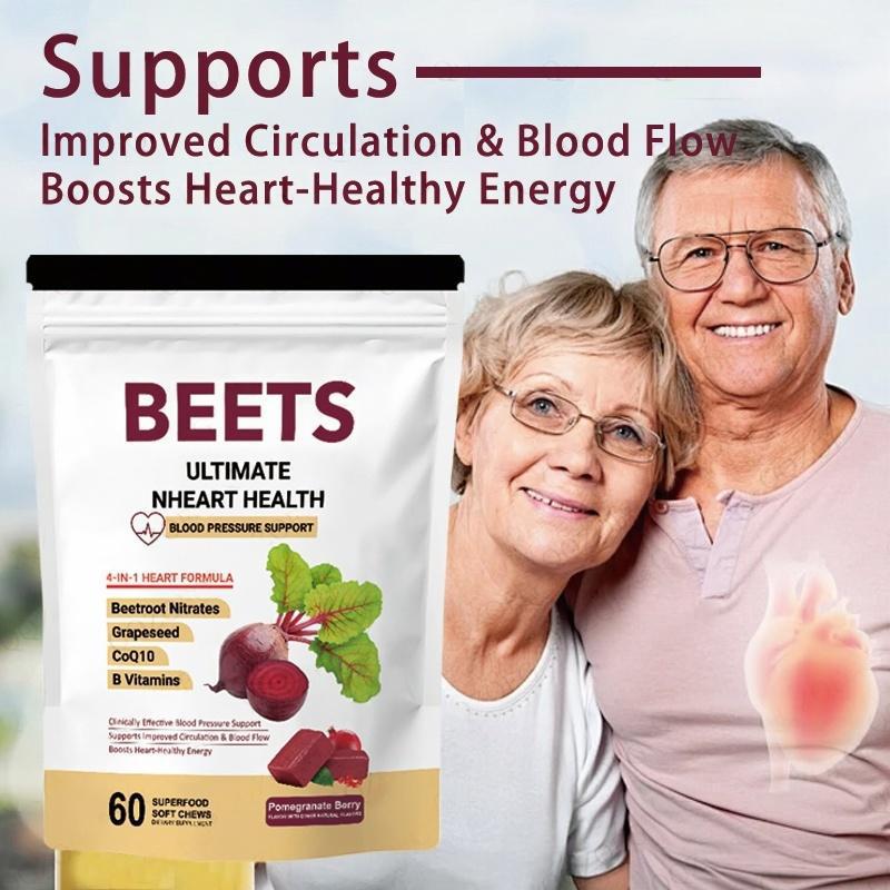 Beets Ultimate NHeart Health Soft Chews with Beetroot, Grape, and CoQ10