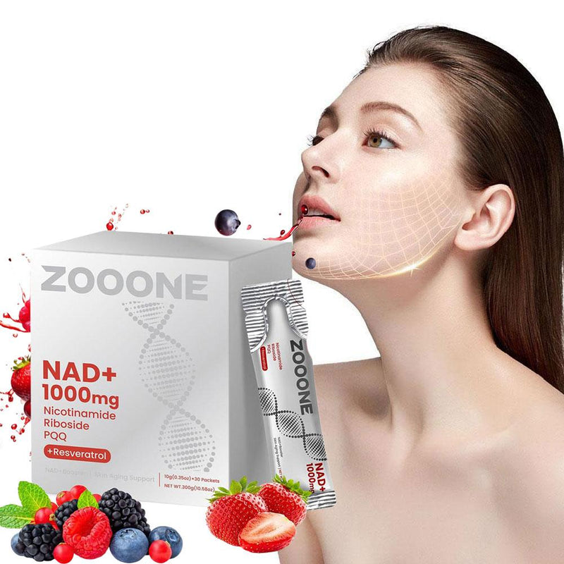 ZOOONE NAD+ Drink with Quercetin Phytosome, Resveratrol, and PQQ (30 sachets, 600mg Nicotinamide Riboside) | Dietary Supplement for Healthy Aging, DNA Repair, and NAD+ Booster