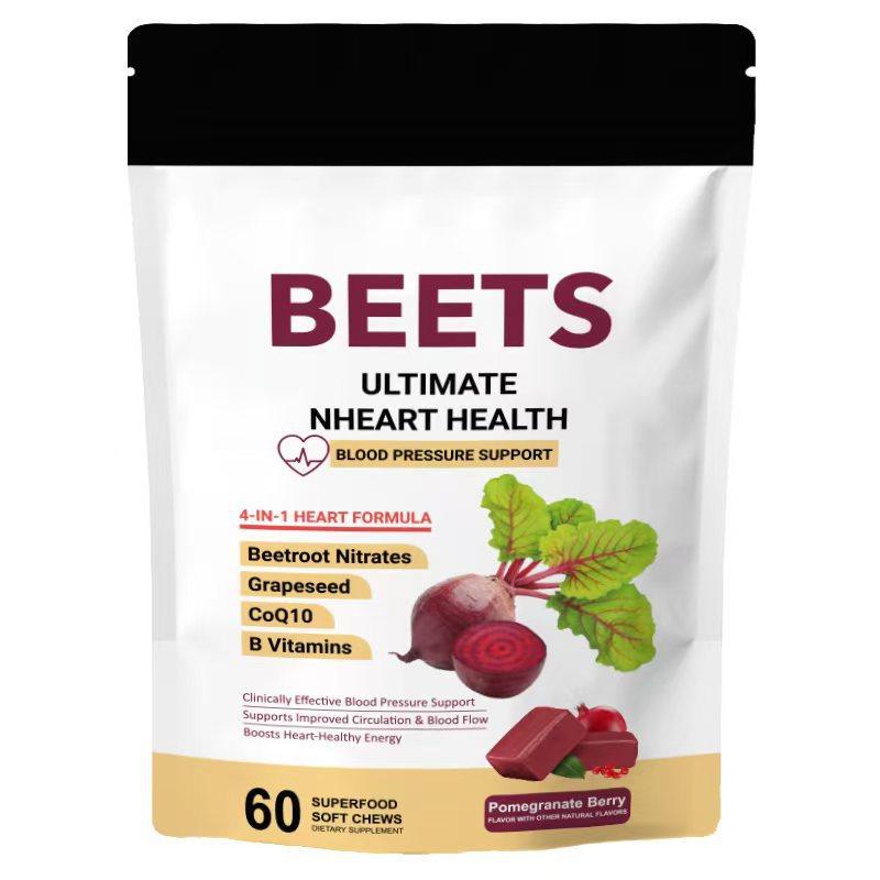 Beets Ultimate NHeart Health Soft Chews with Beetroot, Grape, and CoQ10