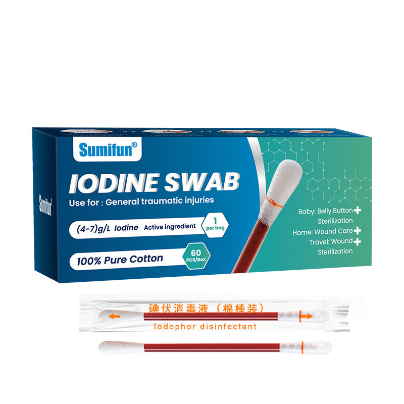 Iodine Swab (60 pieces) | Iodine Solution for Wound Sterilization, Wound Care, and Baby's Belly Button Sterilization