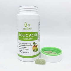 Folic Acid Tablet (100 tablets, 1200mg) | Dietary Supplement for Prenatal, Thyroid Function, Fertility, Energy, and Cell Growth