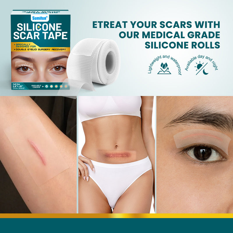 Silicone Scar Tape (2×100cm, White color) | Scar Repair Sheet for New & Old Scars and Stretch Marks