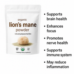 Lion’s Mane Powder (454g size, 1.5g Lion’s mane extract) | Dietary Supplement for Brain, Memory, Focus, Nerve, and Cognition