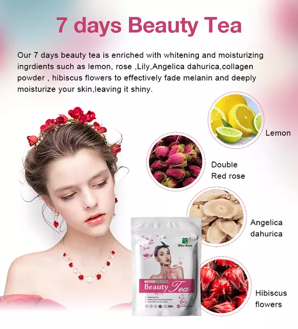 7 Days Beauty Tea with Collagen | Anti-Aging, Detoxing and Skin Whitening Tea