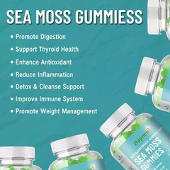 Sea Moss Gummies (1750mg) with Bladderwrack and Burdock Root | Dietary Supplement for Immune, Skin, Hair, Thyroid, and Weight Loss