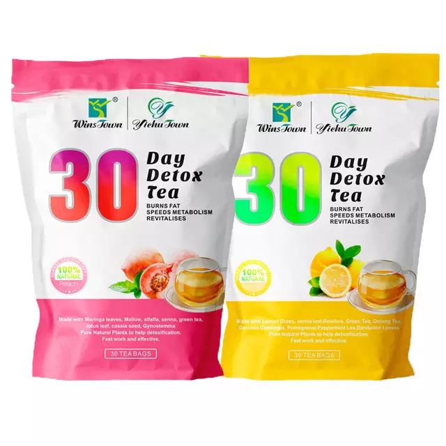 30 Day Detox Tea with Peach and Lemon Flavors | Herbal Tea for Detox, Belly Fat and Metabolism