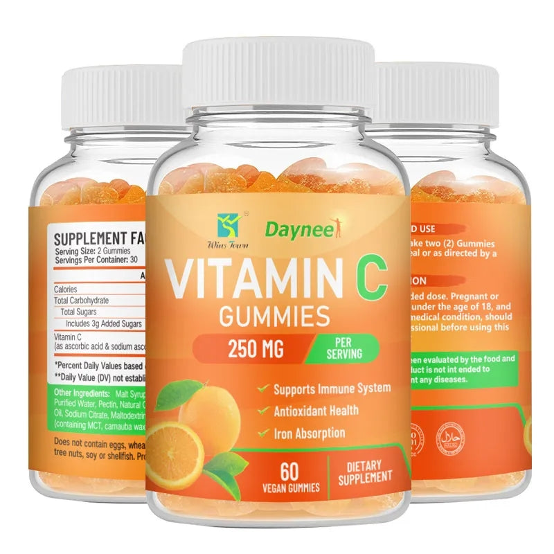 Vitamin C Gummies (250mg) | Dietary Supplement for Immune Boost, Collagen Formation, Wound Healing and Skin Health