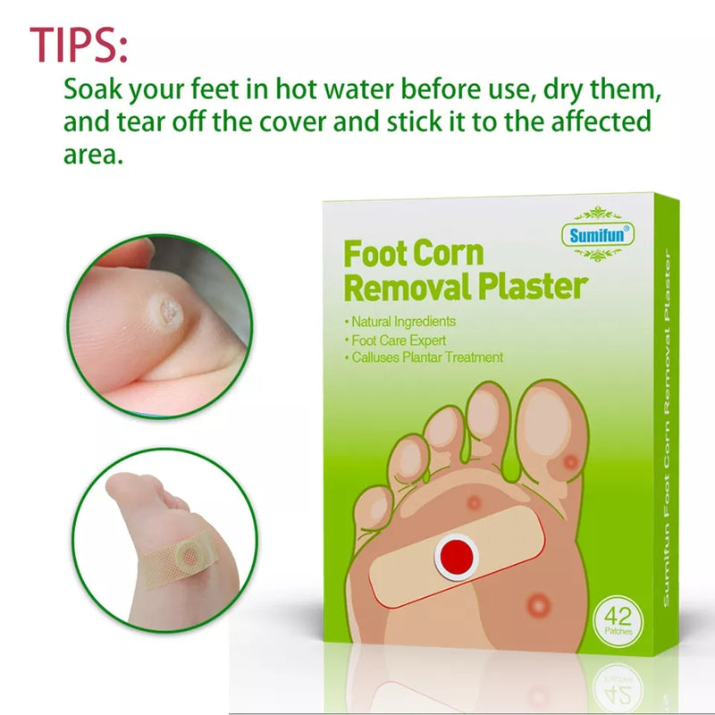 Foot Corn Removal Plaster (42 Plasters) | Medicated Patch for Foot Corns, Calluses, and Foot Warts