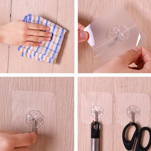 Transparent Self-Adhesive Hook | Can Stick On  Painted Drywall, Wood, Glass and Tiles