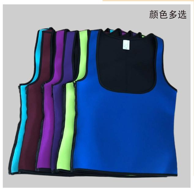 Men Sauna Shaper Vest Thermo Sweat Shapewear Tank Top Slimming Vest Waist  Trainer Corset Gym Fitness Hot Workout Zipper Shirt,blue