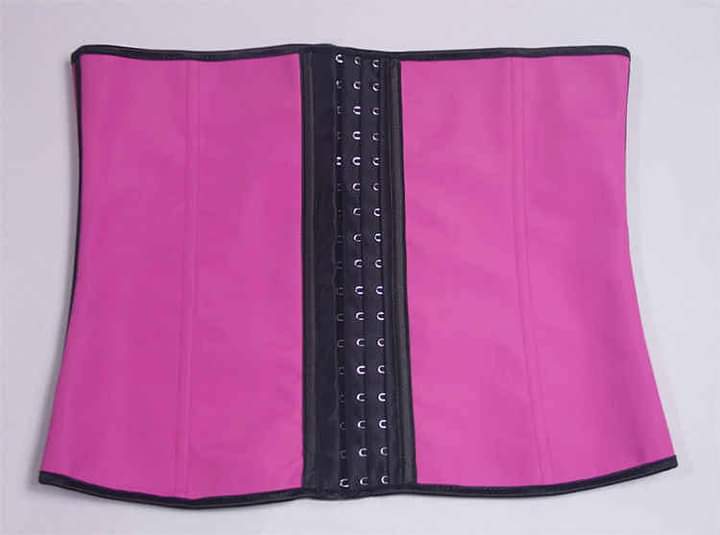 Hot Pink Corset Latex Waist Trainer Cincher Sweat Belt Lingerie XL C3088