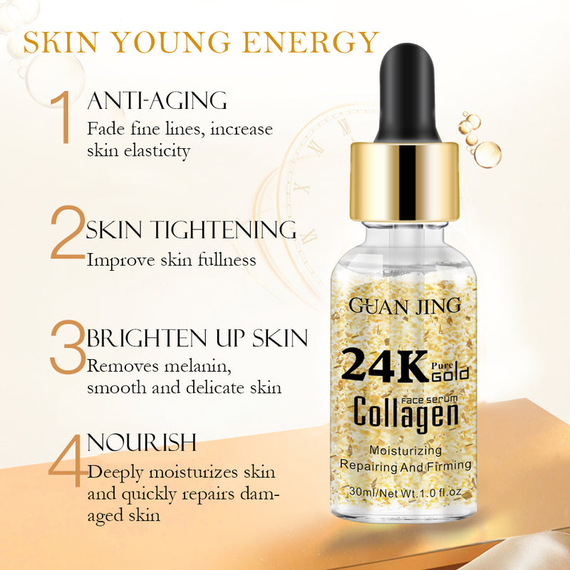 24K Gold Face Serum with Collagen | Essential Oil to Moisturize Skin, Repair Damaged Skin and Repair Fine Lines