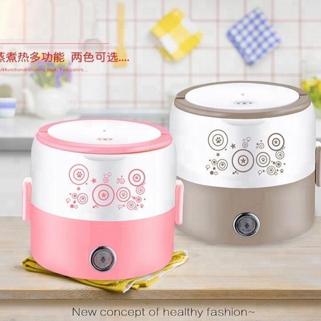 2 / 3 Layers Portable Office Electric Lunch Box Mini Rice Cooker