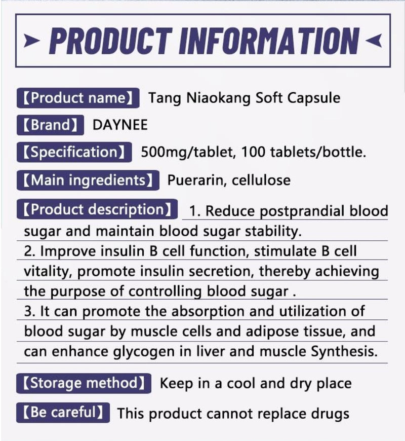 Tang Niaokang Capsules with Puerarin | Dietary Supplement for Blood Sugar Control, Insulin Production, and Diabetes Management