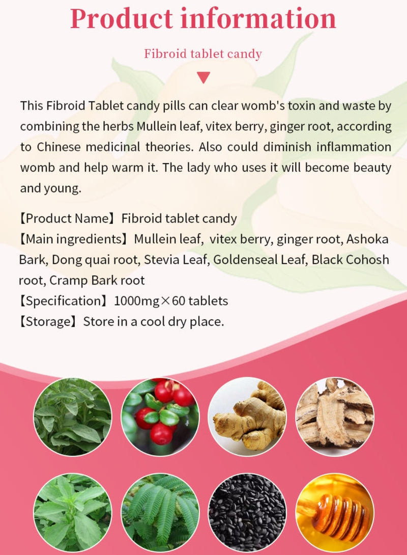 Fibroid Tablet Candy | Dietary Supplement for Womb Cleansing, Shrinking Fibroids, and Boosting Fertility