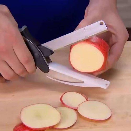 2-in-1 Smart Cutter  Stainless Steel Knife with Cutting Board